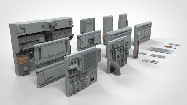 Sci-fi architecture kitbash 8 Model 3D .c4d .max .obj .3ds .fbx .stl .blend 