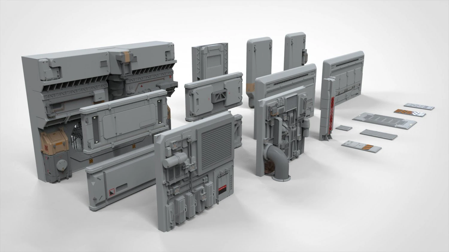 Sci-fi architecture kitbash 8 3D Model .c4d .max .obj .3ds .fbx .stl .blend 