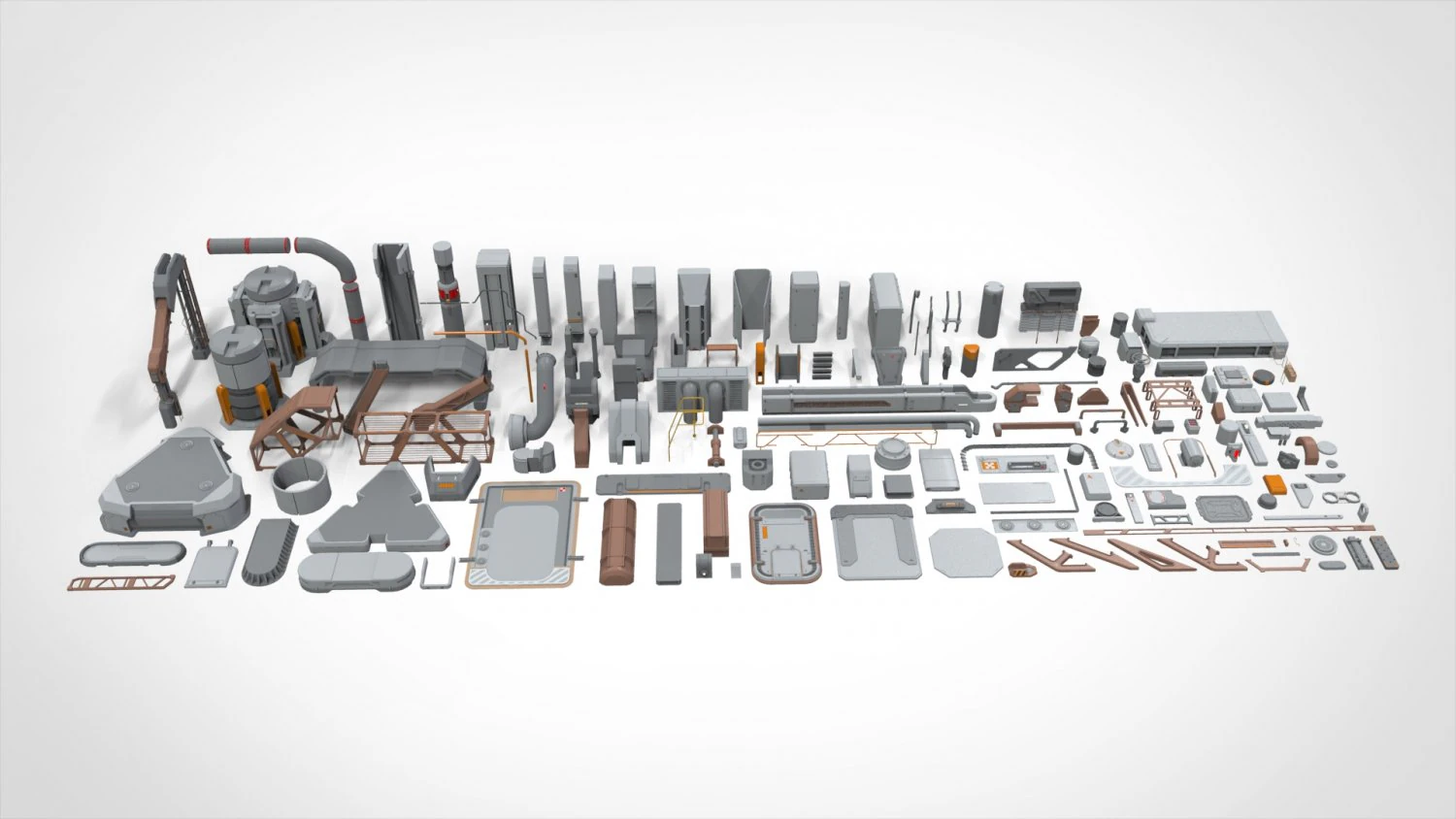 Sci-fi architecture elements collection 16 3D Model .c4d .max .obj .3ds .fbx .stl .blend 