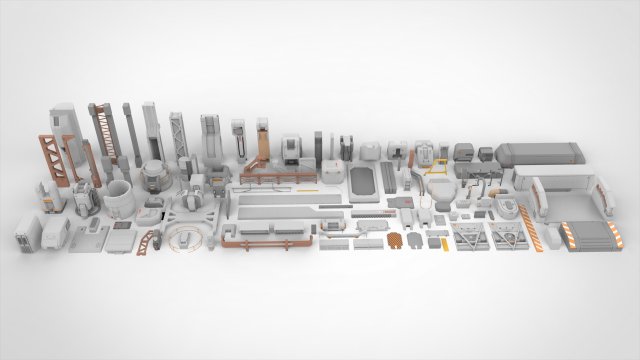 Sci-fi architecture elements collection 17 3D Модель .c4d .max .obj .3ds .fbx .stl .blend 