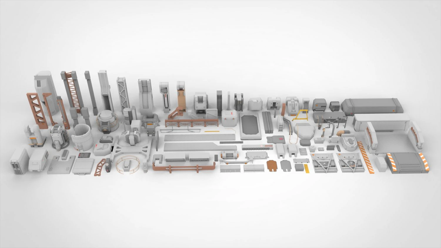 Sci-fi architecture elements collection 17 3D Model .c4d .max .obj .3ds .fbx .stl .blend 