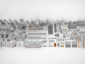Sci-fi architecture elements collection 17 3D Модель