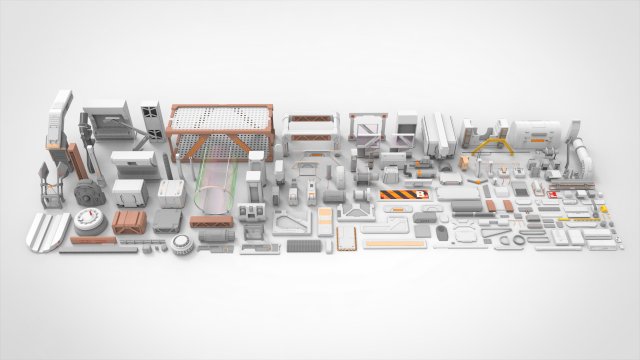 Sci-fi architecture elements collection 18 3D Модель .c4d .max .obj .3ds .fbx .stl .blend 
