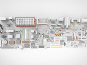 Sci-fi architecture elements collection 18 3D Модель