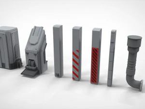 Sci-fi architecture elements collection 20 3D Model