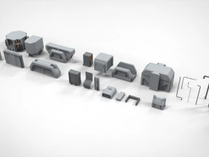 Sci-fi architecture elements collection 20 3D Model