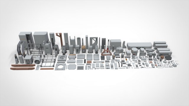 Sci-fi architecture elements collection 20 3D-Modell .c4d .max .obj .3ds .fbx .stl .blend 