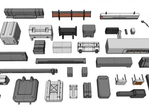 Sci-fi architecture elements collection 21 3D Model