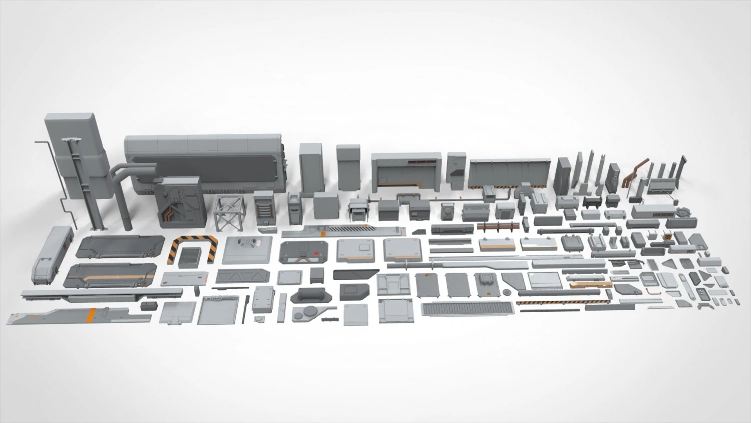 Sci-fi architecture elements collection 21 3D Model .c4d .max .obj .3ds .fbx .stl .blend