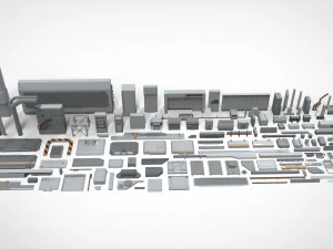 Koleksi elemen arsitektur fiksi ilmiah 21 Model 3D