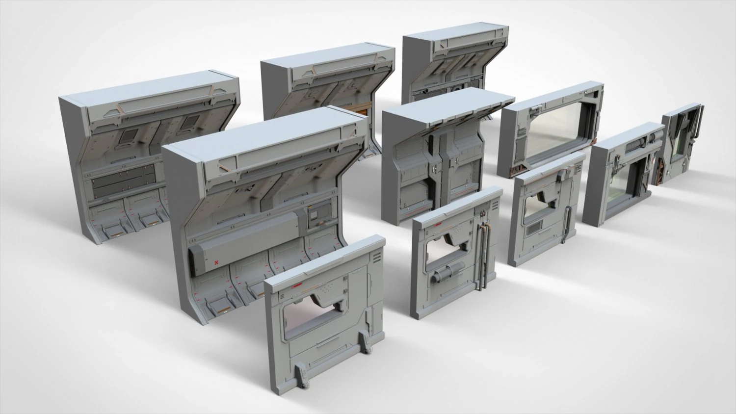 Sci-fi architecture kitbash 13 3D Model .c4d .max .obj .3ds .fbx .stl .blend 