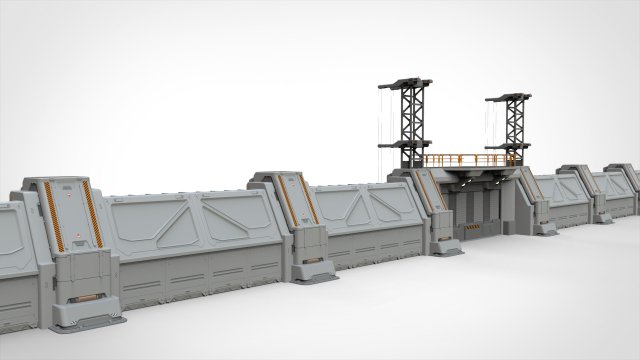 Sci-fi wall 3 Modelo 3D .c4d .max .obj .3ds .fbx .stl .blend 
