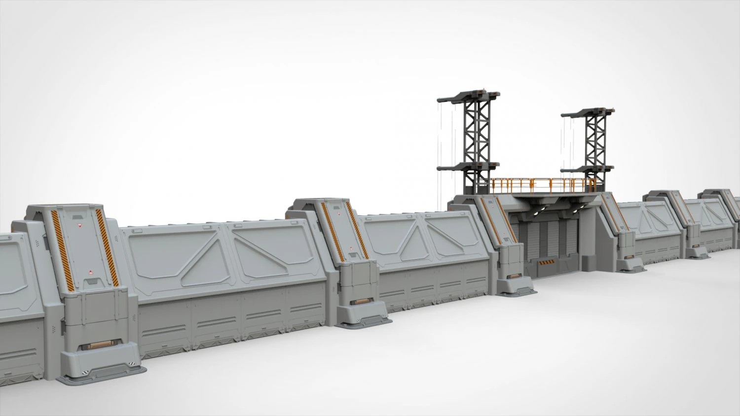Sci-fi wall 3 3D Model .c4d .max .obj .3ds .fbx .stl .blend 