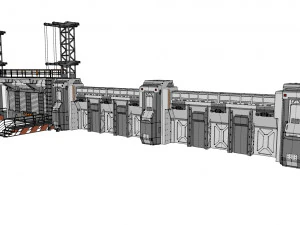Sci-fi wall 3 3D Model