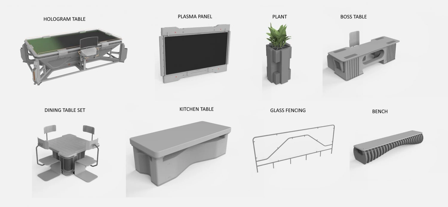 Sci-fi furniture exterior 3D Model .c4d .max .obj .3ds .fbx .stl .blend 