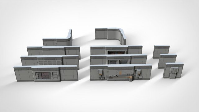 Sci-fi architecture kitbash 15 3D Model .c4d .max .obj .3ds .fbx .stl .blend 