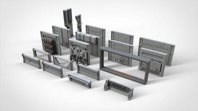 Sci-fi architecture kitbash 16 3D 模型 .c4d .max .obj .3ds .fbx .stl .blend 