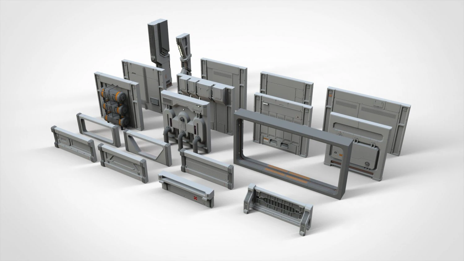 Sci-fi architecture kitbash 16 3D Model .c4d .max .obj .3ds .fbx .stl .blend