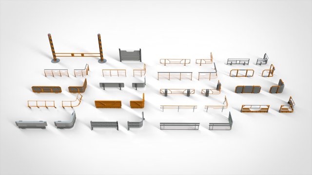 Sci-fi railing 1 3D Model .c4d .max .obj .3ds .fbx .stl .blend 