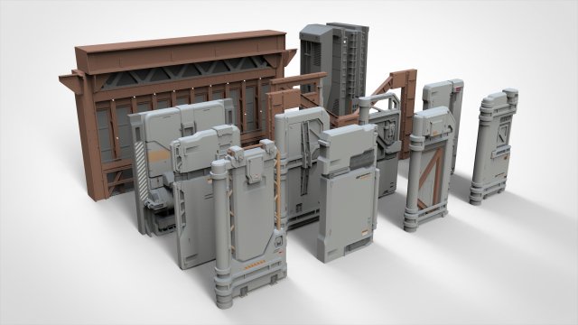Sci-fi architecture kitbash 18 3D Model .c4d .max .obj .3ds .fbx .stl .blend 