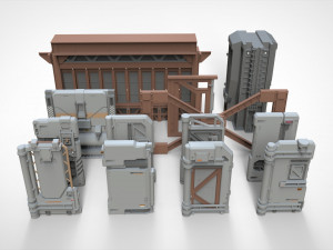 Sci-fi architecture kitbash 18 3D Model