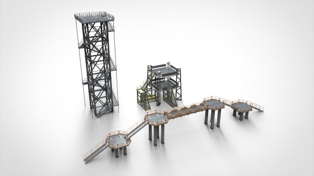 Sci-fi stairs 2 Modello 3D .c4d .max .obj .3ds .fbx .stl .blend 
