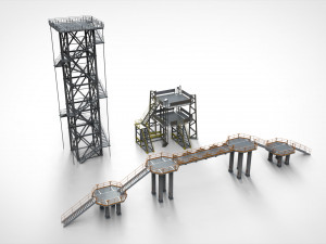 Sci-fi stairs 2 3D Model