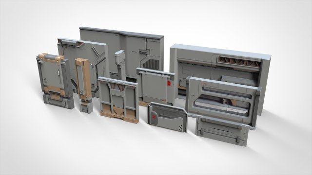 Sci-fi architecture kitbash 19 Model 3D .c4d .max .obj .3ds .fbx .stl .blend 