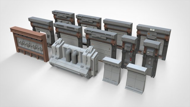 Sci-fi architecture kitbash 20 3D Model .c4d .max .obj .3ds .fbx .stl .blend 
