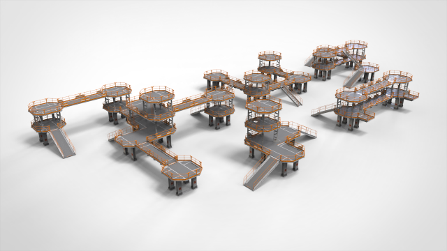 Sci fi modular environment 9 3D मॉडल .c4d .max .obj .3ds .fbx .stl .blend 