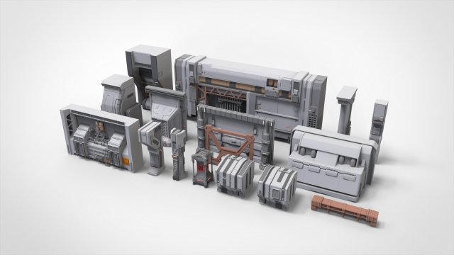 Sci-fi architecture kitbash 30 Modèle 3D .c4d .max .obj .3ds .fbx .stl .blend 