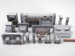 Sci-fi architecture kitbash 30 3D Model