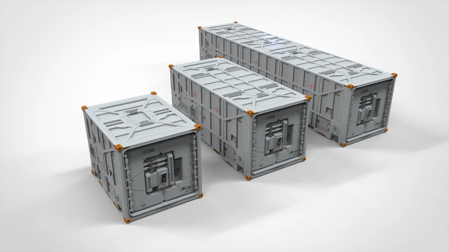 Sci fi cargo container 1 3D Model .c4d .max .obj .3ds .fbx .stl .blend 