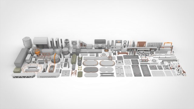 Sci-fi architecture elements collection 24 Model 3D .c4d .max .obj .3ds .fbx .stl .blend 