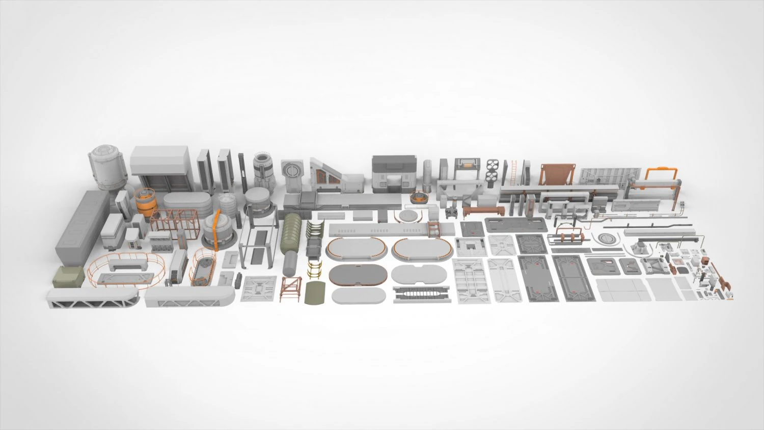 Sci-fi architecture elements collection 24 3D Model .c4d .max .obj .3ds .fbx .stl .blend