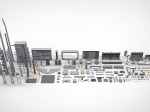 Sci-fi architecture elements collection 25 3D Model