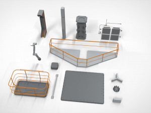 Sci-fi architecture elements collection 25 3D Model