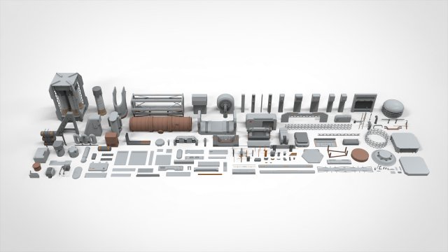 Sci-fi architecture elements collection 26 3D Model .c4d .max .obj .3ds .fbx .stl .blend 