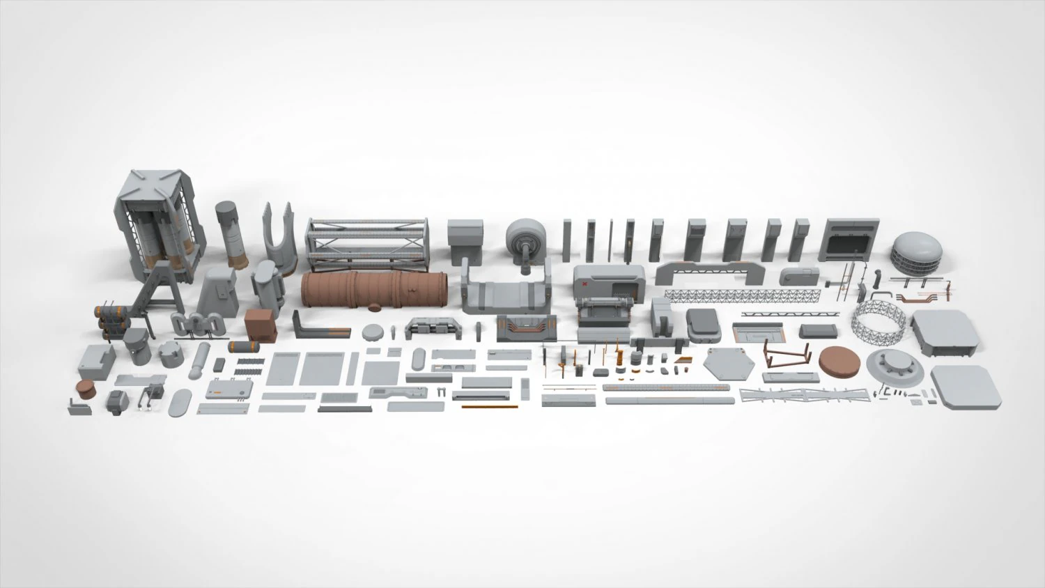 Sci-fi architecture elements collection 26 3D Model .c4d .max .obj .3ds .fbx .stl .blend 