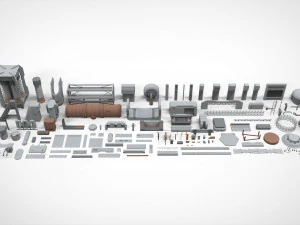Koleksi elemen arsitektur fiksi ilmiah 26 Model 3D