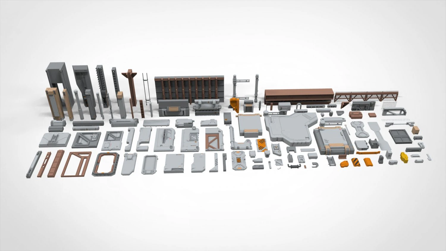 Sci-fi architecture elements collection 27 3D Model .c4d .max .obj .3ds .fbx .stl .blend 