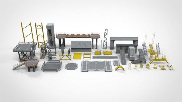 Sci-fi architecture elements collection 28 3D Model .c4d .max .obj .3ds .fbx .stl .blend 