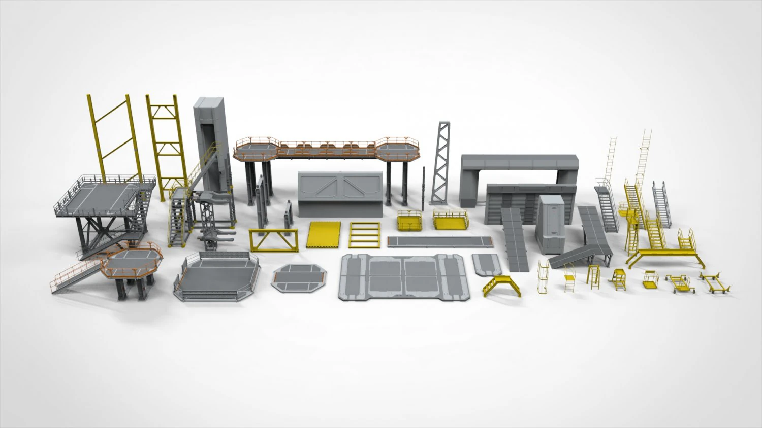 Sci-fi architecture elements collection 28 3D Model .c4d .max .obj .3ds .fbx .stl .blend 
