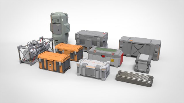 Sci fi container 3 Model 3D .c4d .max .obj .3ds .fbx .stl .blend 
