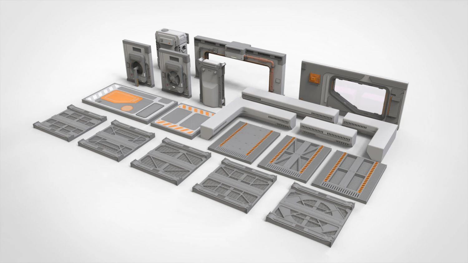 Sci-fi architecture kitbash 32 3D Model .c4d .max .obj .3ds .fbx .stl .blend