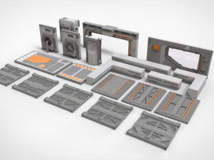 Sci-fi architecture kitbash 32 3D Model