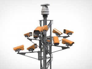 Sci fi video surveillance mast 3D Model