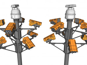 Sci fi video surveillance mast 3D Model