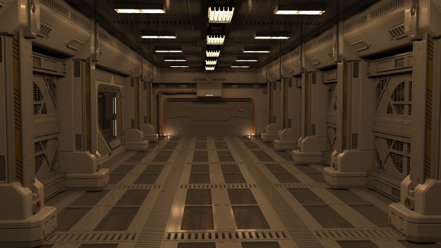 Sci fi corridor Model 3D .c4d .max .obj .3ds .fbx .stl .blend 