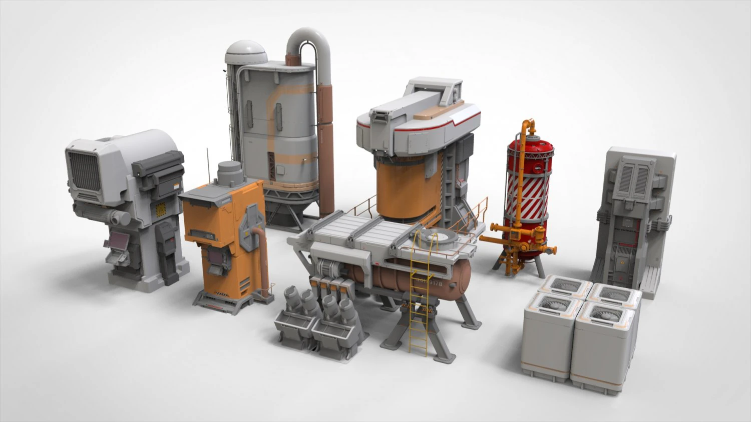 Sci fi props 1 3D Model .c4d .max .obj .3ds .fbx .stl .blend 